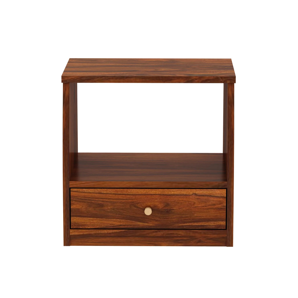 Imperial Solid Sheesham Wood Bedside Table With One Drawer - 3 Years Warranty