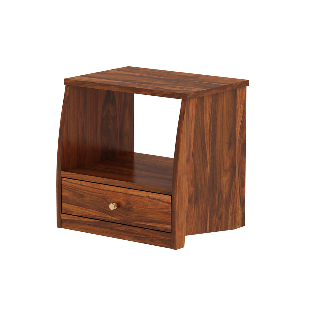 Imperial Solid Sheesham Wood Bedside Table With One Drawer - 3 Years Warranty