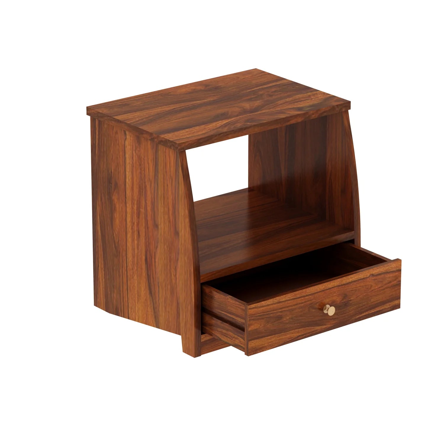 Imperial Solid Sheesham Wood Bedside Table With One Drawer - 3 Years Warranty