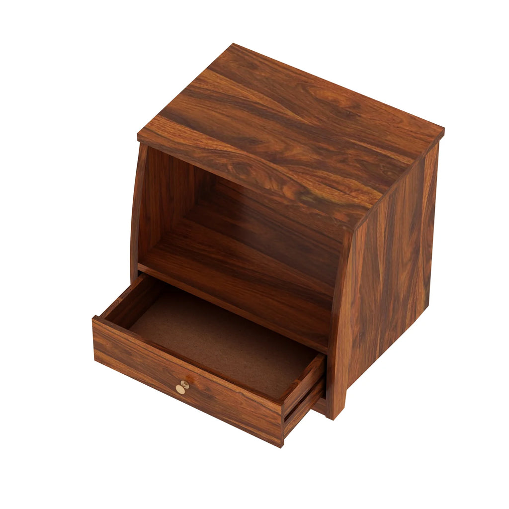 Imperial Solid Sheesham Wood Bedside Table With One Drawer - 3 Years Warranty