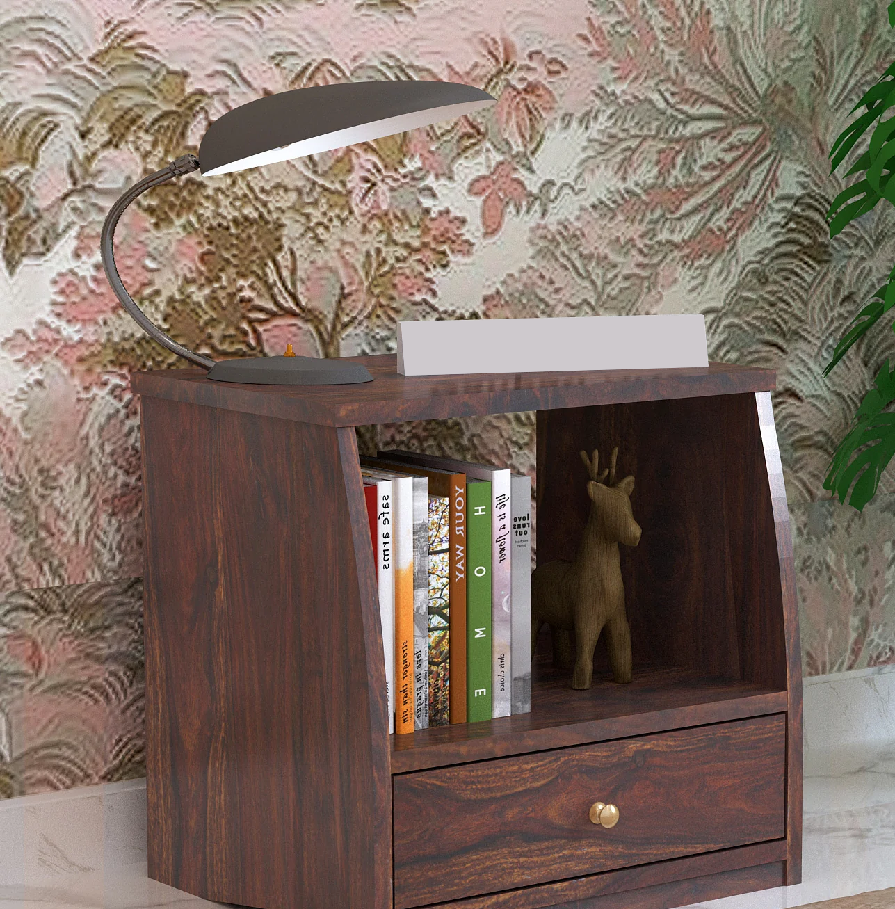 Imperial Solid Sheesham Wood Bedside Table With One Drawer - 3 Years Warranty