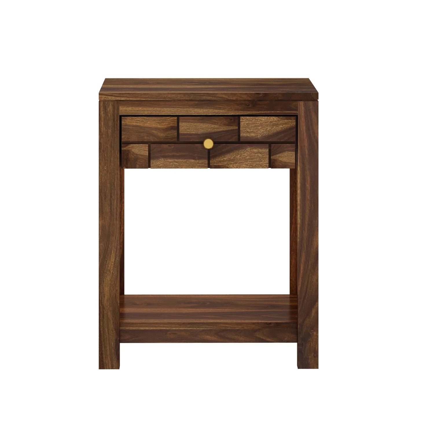 Vezzo Solid Sheesham Wood Side Table With One Drawer - 3 Years Warranty