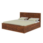 Vezzo Solid Sheesham Wood Bed with Box Storage FULL Headboard - 3 Years Warranty
