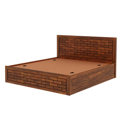 Vezzo Sheesham Bed With Box Storage Full Headboard - 3 Years Warranty