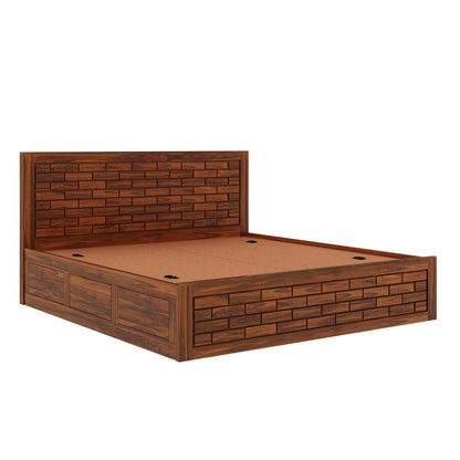 Vezzo Sheesham Bed With Box Storage Full Headboard - 3 Years Warranty