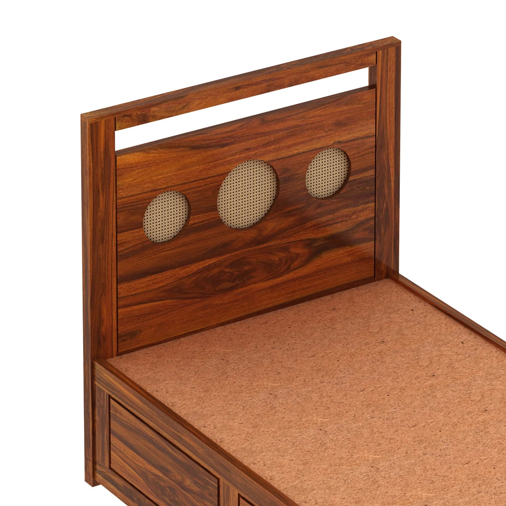 Tierra Solid Sheesham Wood Single Size Bed With Box Storage - 3 years Warranty