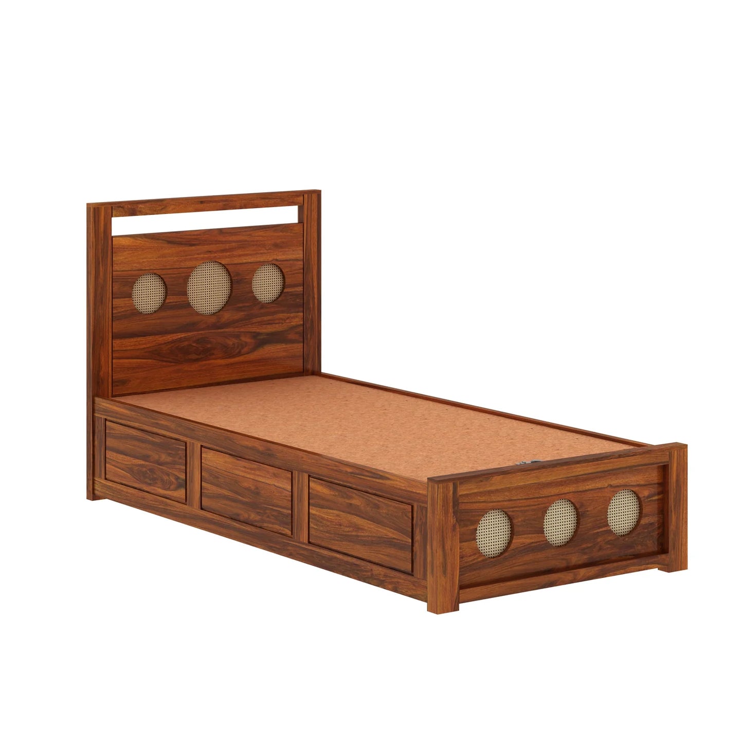 Tierra Sheesham Single Size Bed With Box Storage - 3 Years Warranty