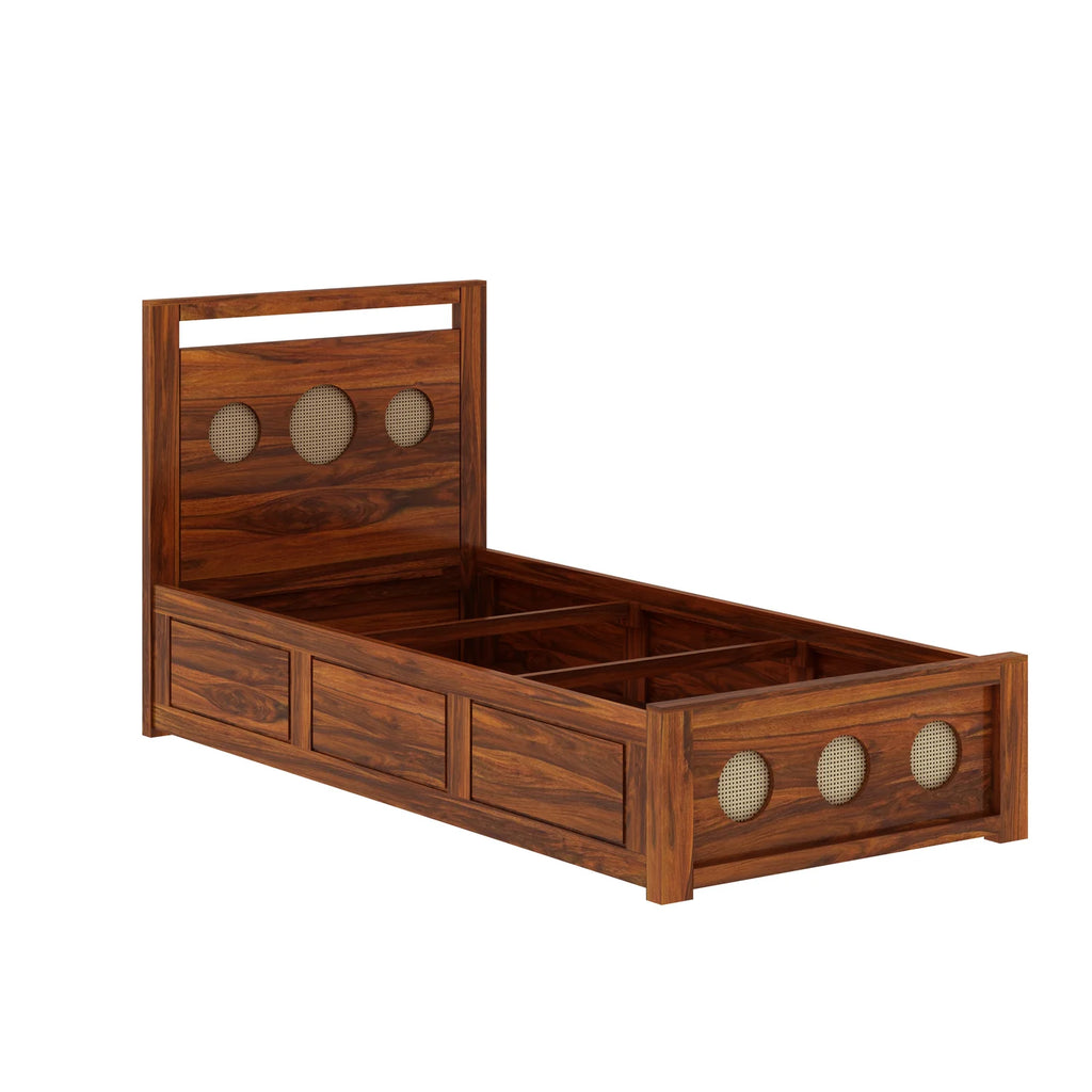 Tierra Solid Sheesham Wood Single Size Bed With Box Storage - 3 years Warranty