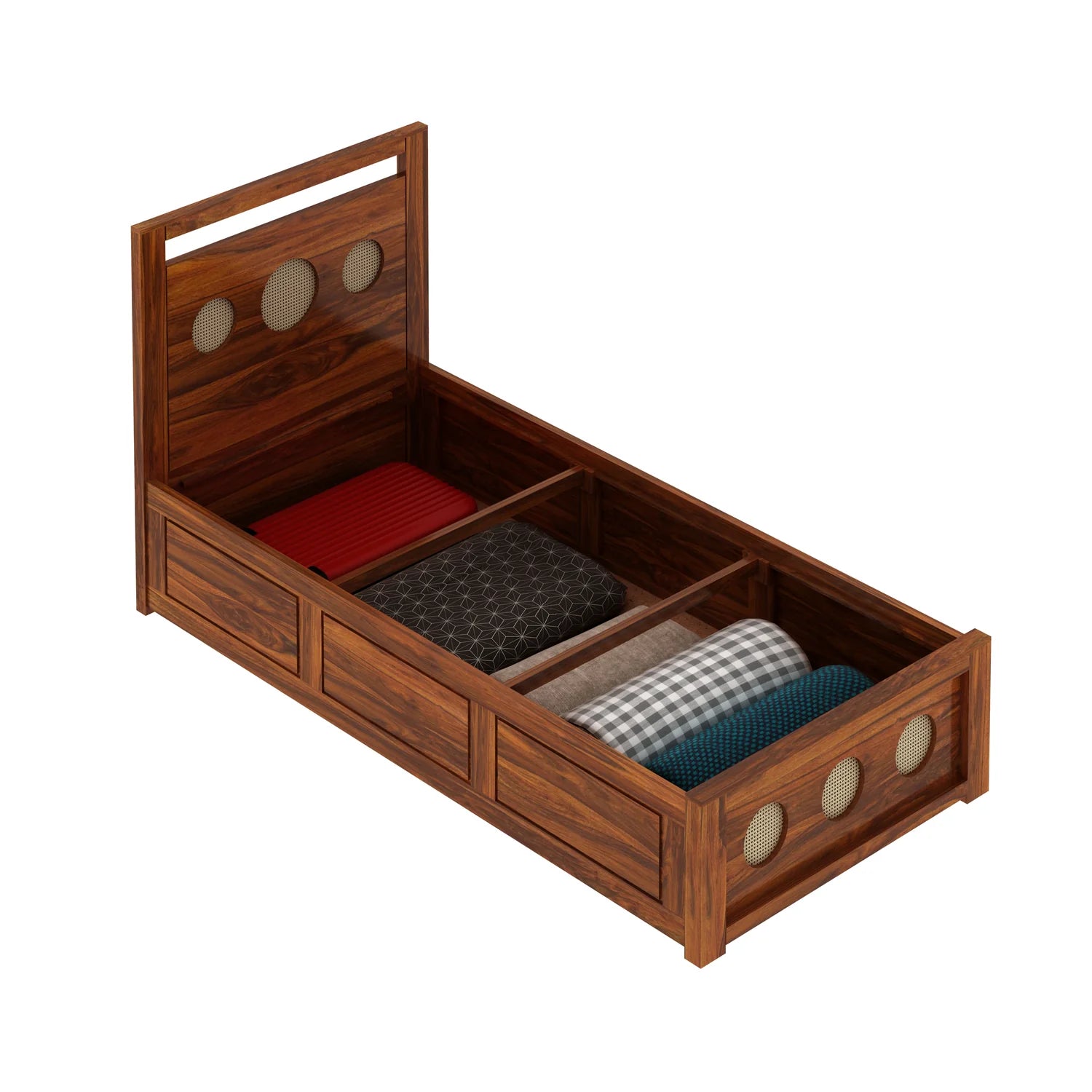 Tierra Solid Sheesham Wood Single Size Bed With Box Storage - 3 years Warranty