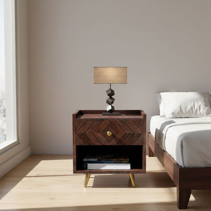 Crest Sheesham Bedside With Storage - 3 Years Warranty