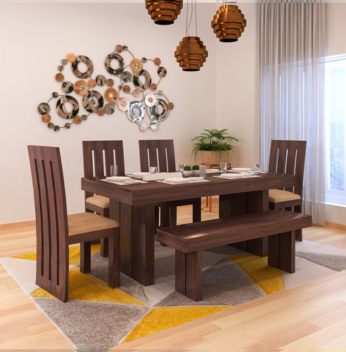 {"alt" => "Maharaja Solid Sheesham Wood 6 Seater Dining Table Set - 3 Years Warranty"}
