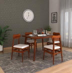 WoodCraft Oval Solid Sheesham Wood 4 Seater Dining Table Set - 3 Years Warranty