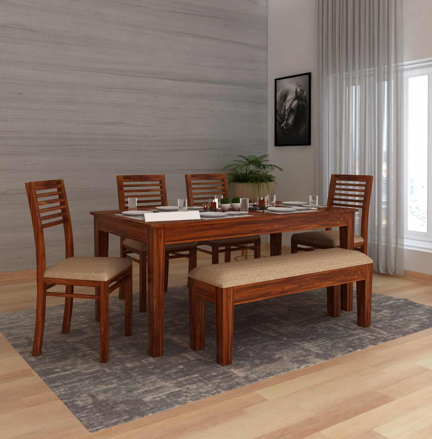Savino Sheesham 6 Seater Dining Set - 3 Years Warranty