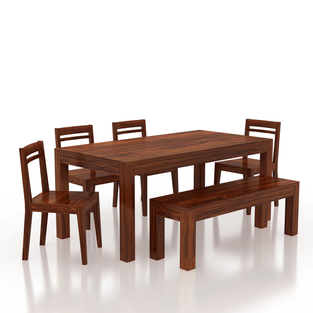 Arvyn Solid Sheesham Wood 6 Seater Dining Table Set - 3 Years Warranty