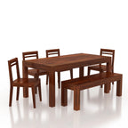 Arvyn Solid Sheesham Wood 6 Seater Dining Table Set - 3 Years Warranty