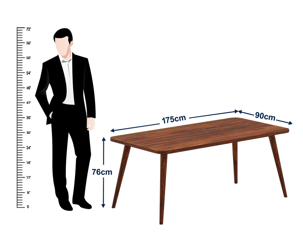 WoodCraft Solid Sheesham Wood 6 Seater Dining Table Set - 3 Years Warranty