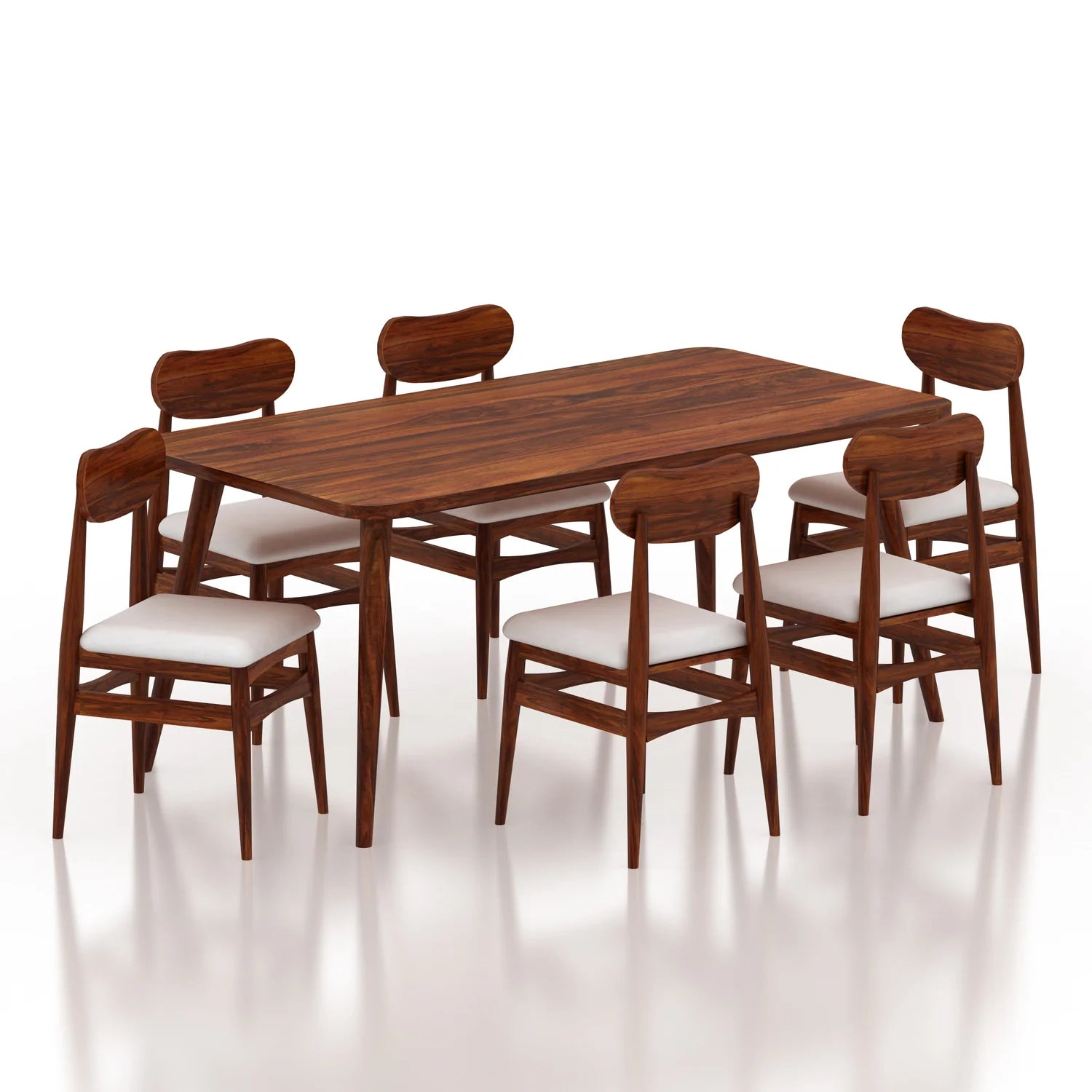 WoodCraft Solid Sheesham Wood 6 Seater Dining Table Set - 3 Years Warranty