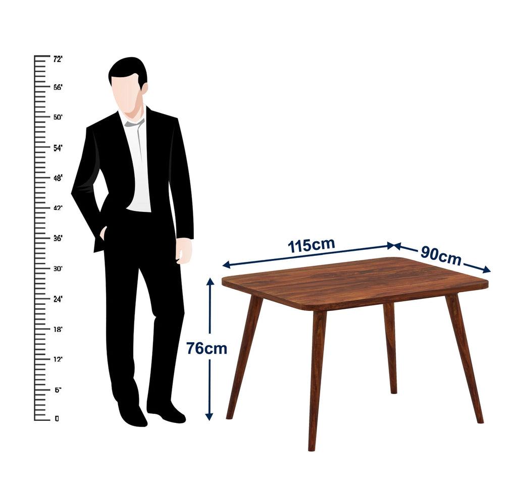 WoodCraft Oval Solid Sheesham Wood 4 Seater Dining Table Set - 3 Years Warranty