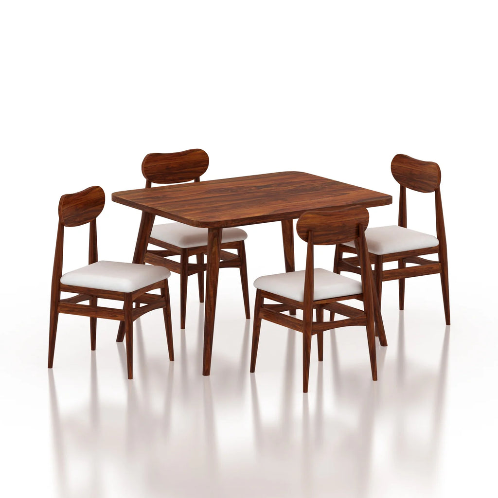 WoodCraft Oval Solid Sheesham Wood 4 Seater Dining Table Set - 3 Years Warranty