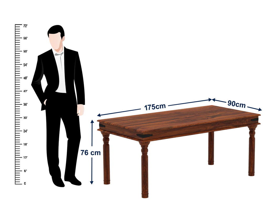 Verlix Solid Sheesham Wood 6 Seater Dining Table Set - 3 Years Warranty