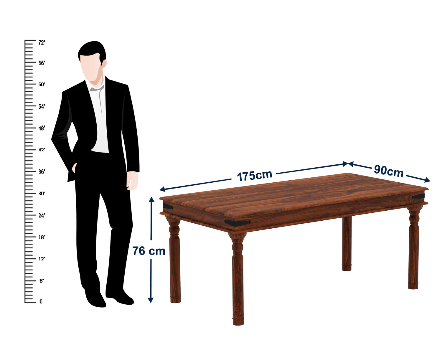 Verlix Solid Sheesham Wood 6 Seater Dining Table Set - 3 Years Warranty