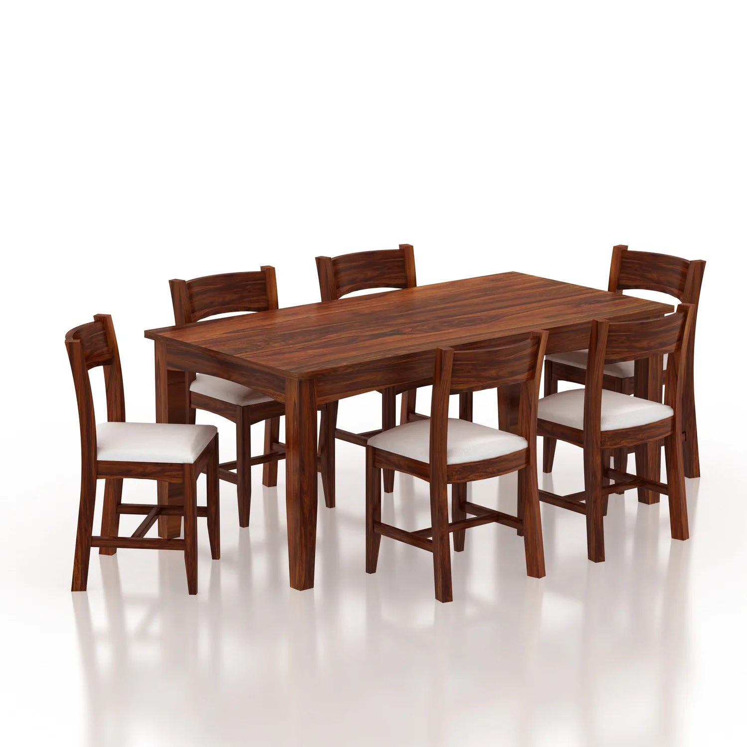 Zylin Solid Sheesham Wood 6 Seater Dining Table Set With Bench - 3 Years Warranty