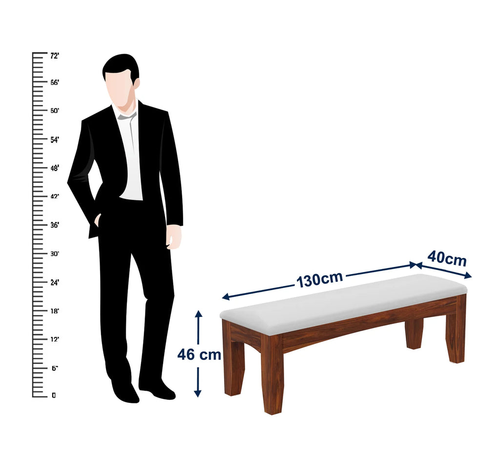 Zylin Solid Sheesham Wood 6 Seater Dining Table Set With Bench - 3 Years Warranty