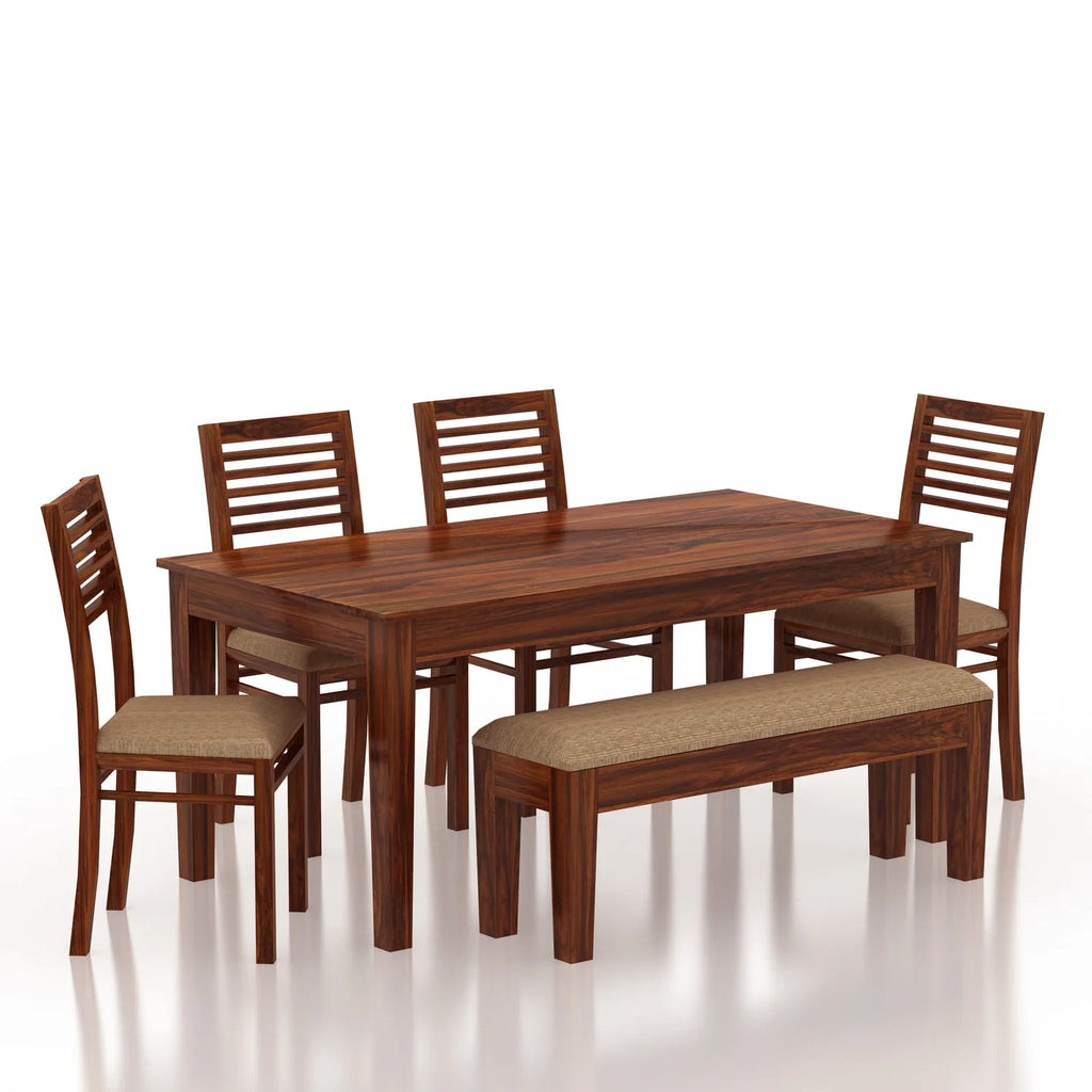 Savino Solid Sheesham Wood 6 Seater Dining Table Set - 3 Years Warranty