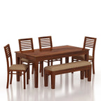 Savino Solid Sheesham Wood 6 Seater Dining Table Set - 3 Years Warranty
