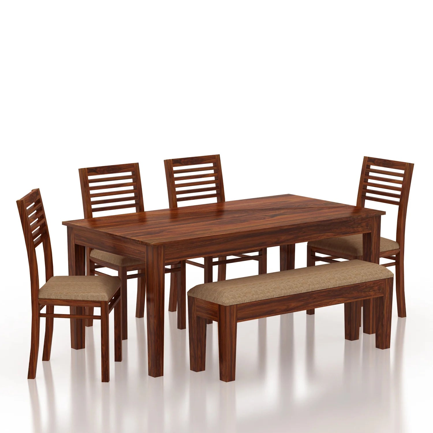 Savino Solid Sheesham Wood 6 Seater Dining Table Set - 3 Years Warranty