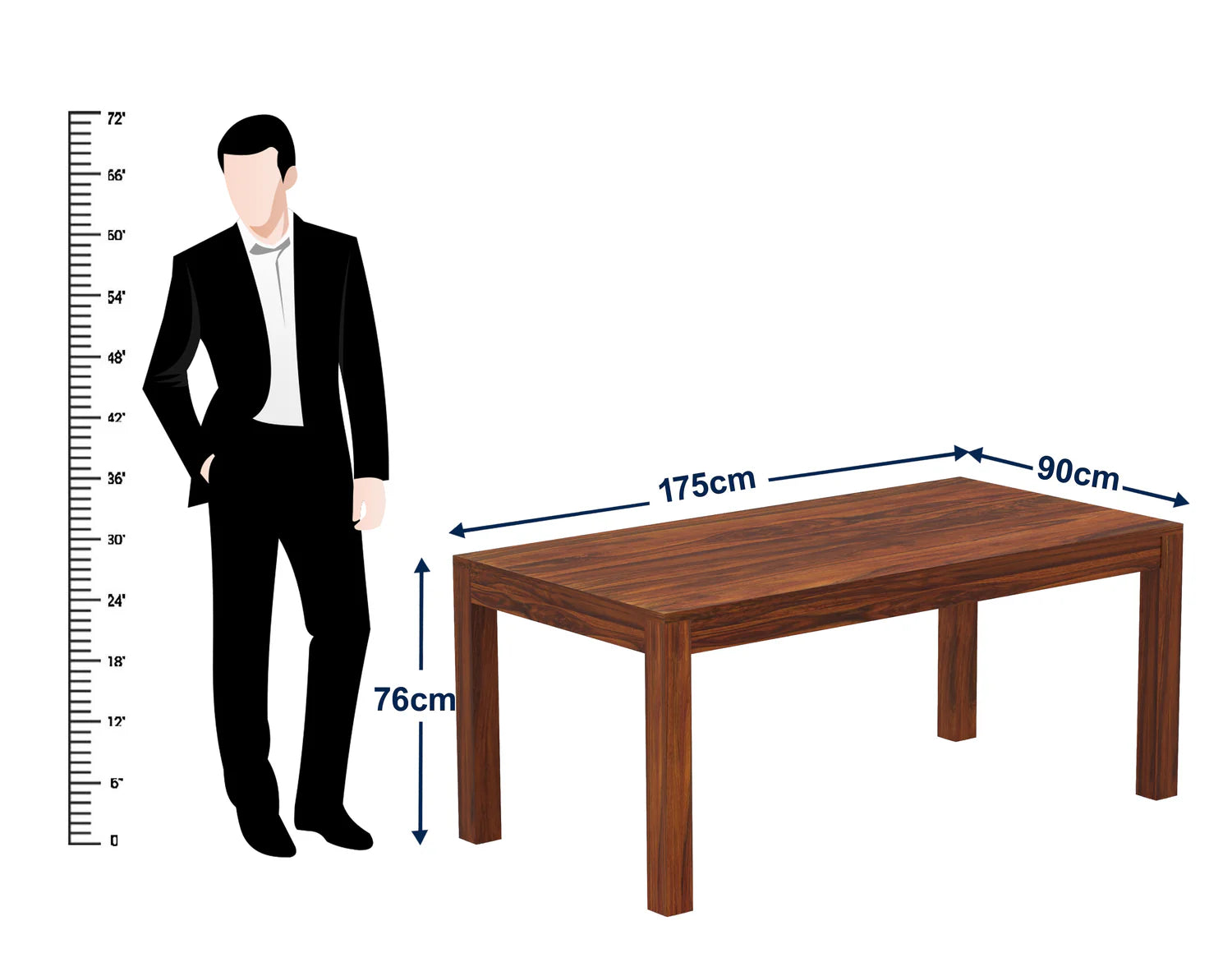 Rivaro Solid Sheesham Wood 6 Seater Dining Table Set - 3 Years Warranty