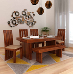 Maharaja Solid Sheesham Wood 6 Seater Dining Table Set - 3 Years Warranty