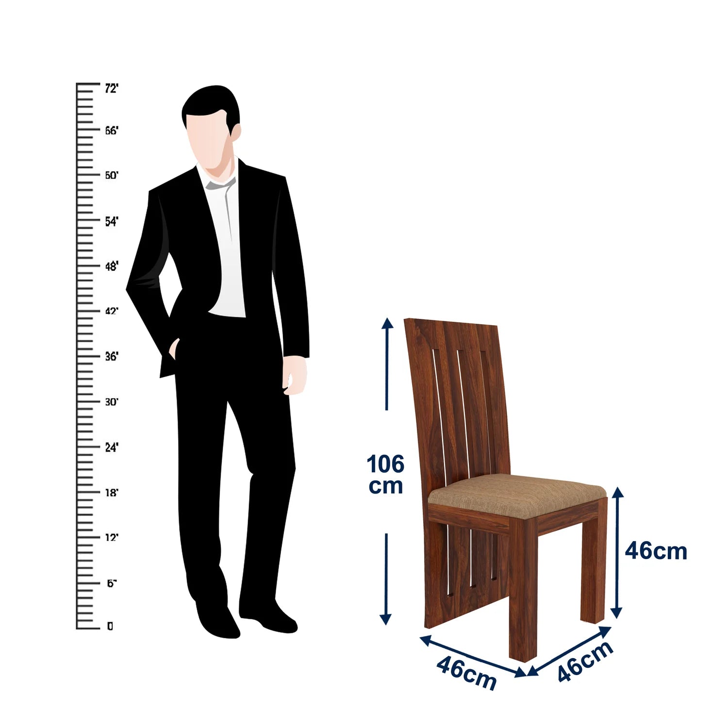 Maharaja Solid Sheesham Wood 6 Seater Dining Table Set - 3 Years Warranty