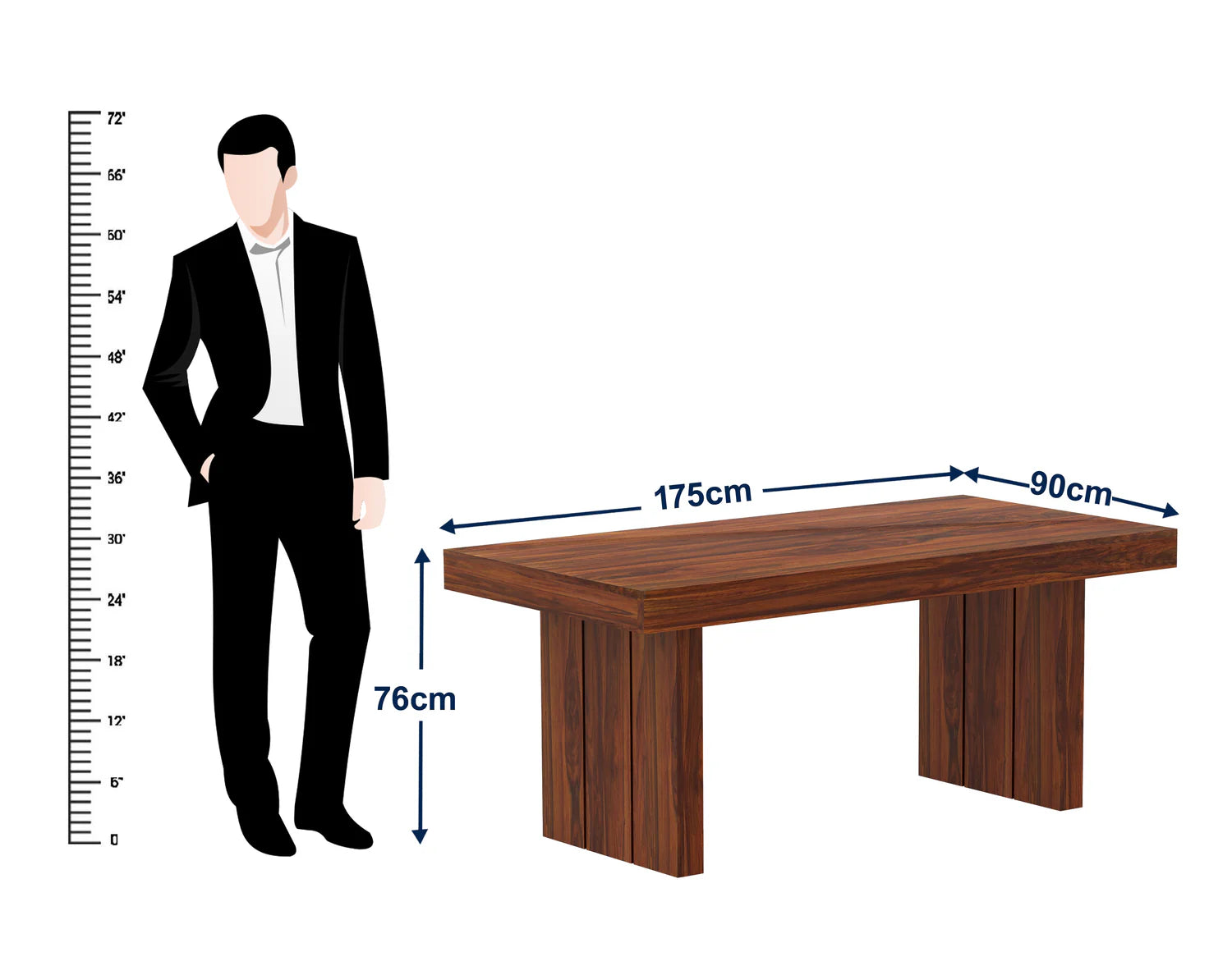 Maharaja Solid Sheesham Wood 6 Seater Dining Table Set - 3 Years Warranty