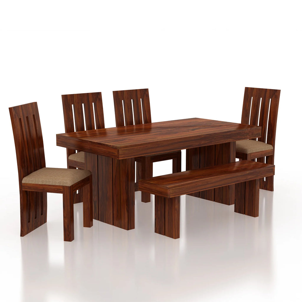 Maharaja Solid Sheesham Wood 6 Seater Dining Table Set - 3 Years Warranty