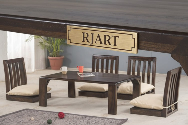 Rjart Solid Wood Japanese Style Low Dining Table / Breakfast Table Set