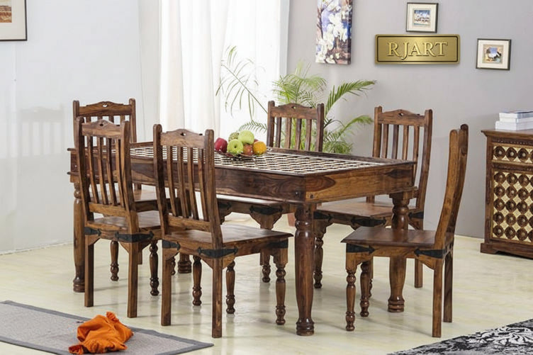 Rjart Solid Wood Brass Dining Set D