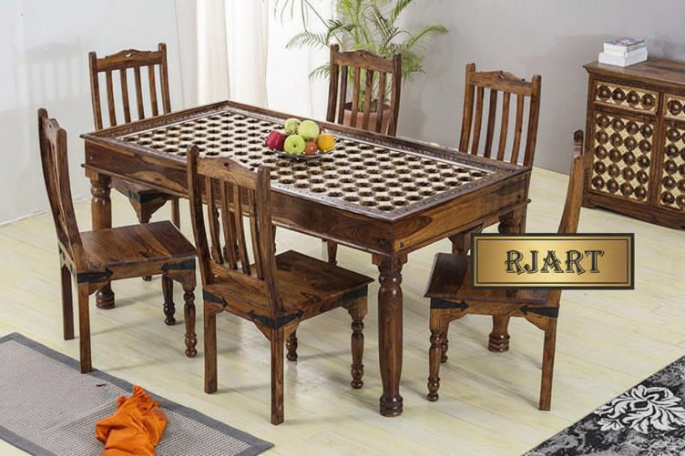 Rjart Solid Wood Brass Dining Set D