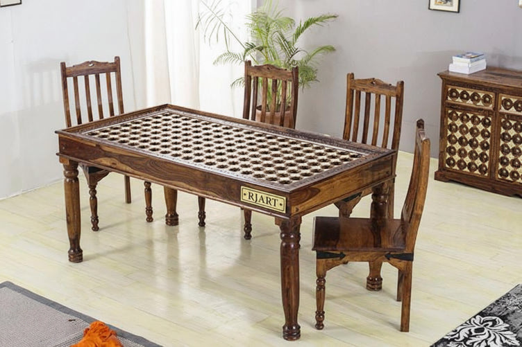 Rjart Solid Wood Brass Dining Set D