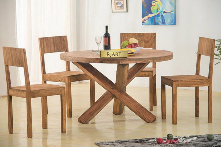Rjart Solid Wood Capital Round Dining Set