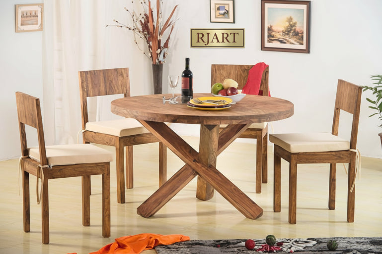 Rjart Solid Wood Capital Round Dining Set