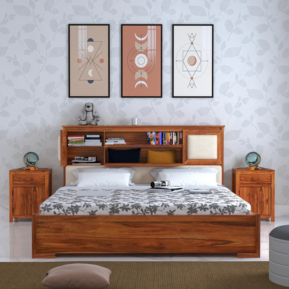Maharaja Sheesham Bed With Box And Headboard Storage - 3 Years Warranty