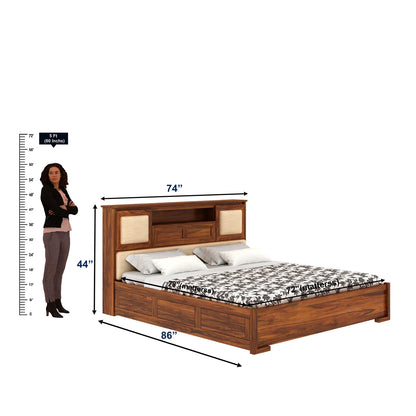 Maharaja Sheesham Bed With Box And Headboard Storage - 3 Years Warranty
