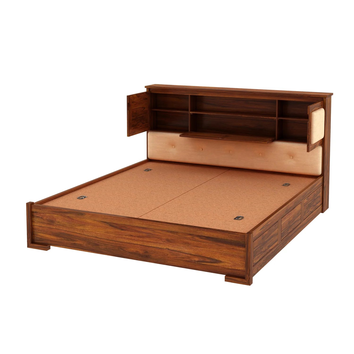 Maharaja Solid Sheesham Wood Bed with Box and Headboard Storage - 3 Years Warranty