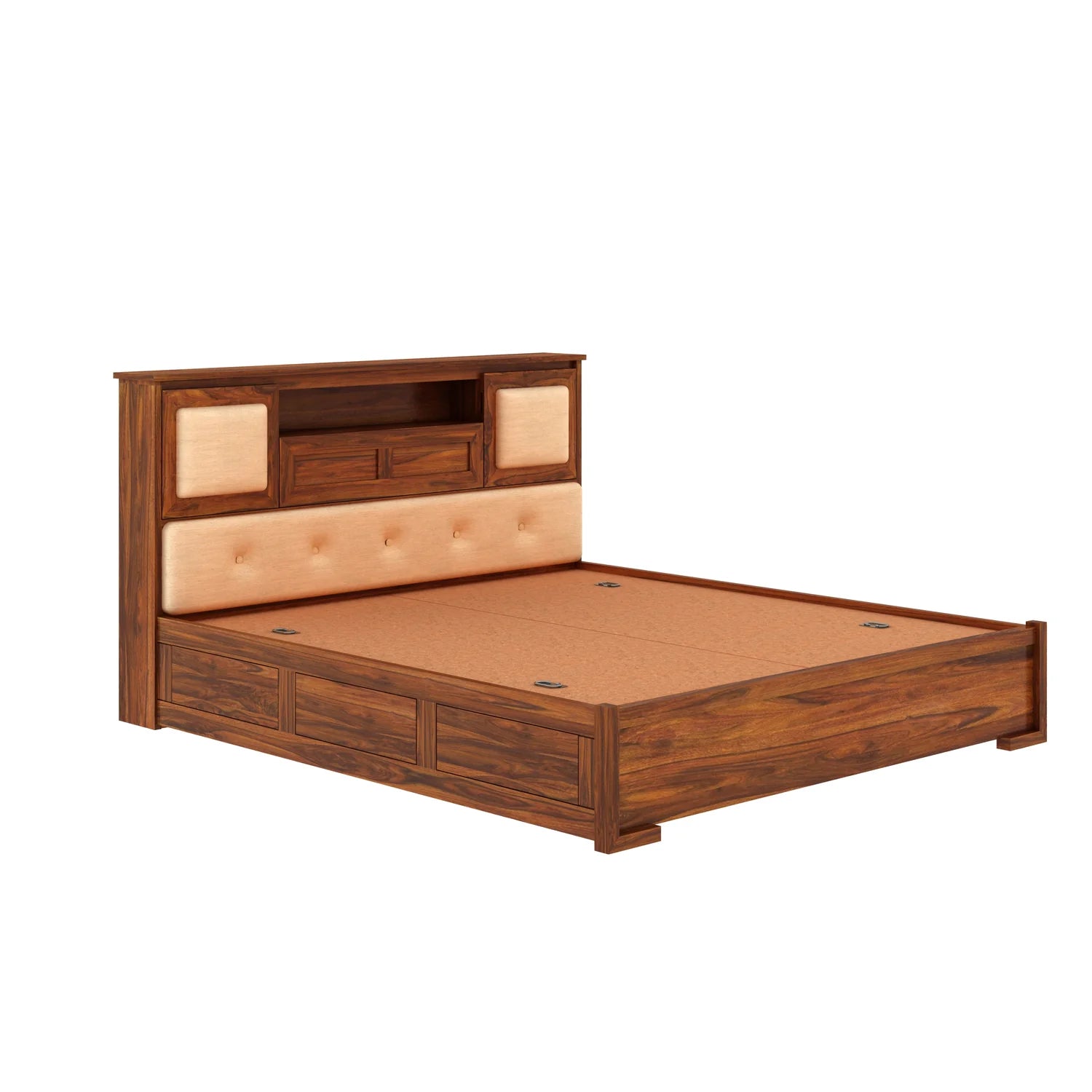 Maharaja Solid Sheesham Wood Bed with Box and Headboard Storage - 3 Years Warranty