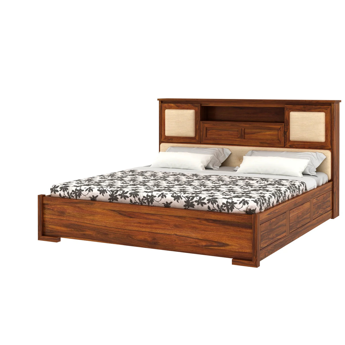 Maharaja Sheesham Bed With Box And Headboard Storage - 3 Years Warranty