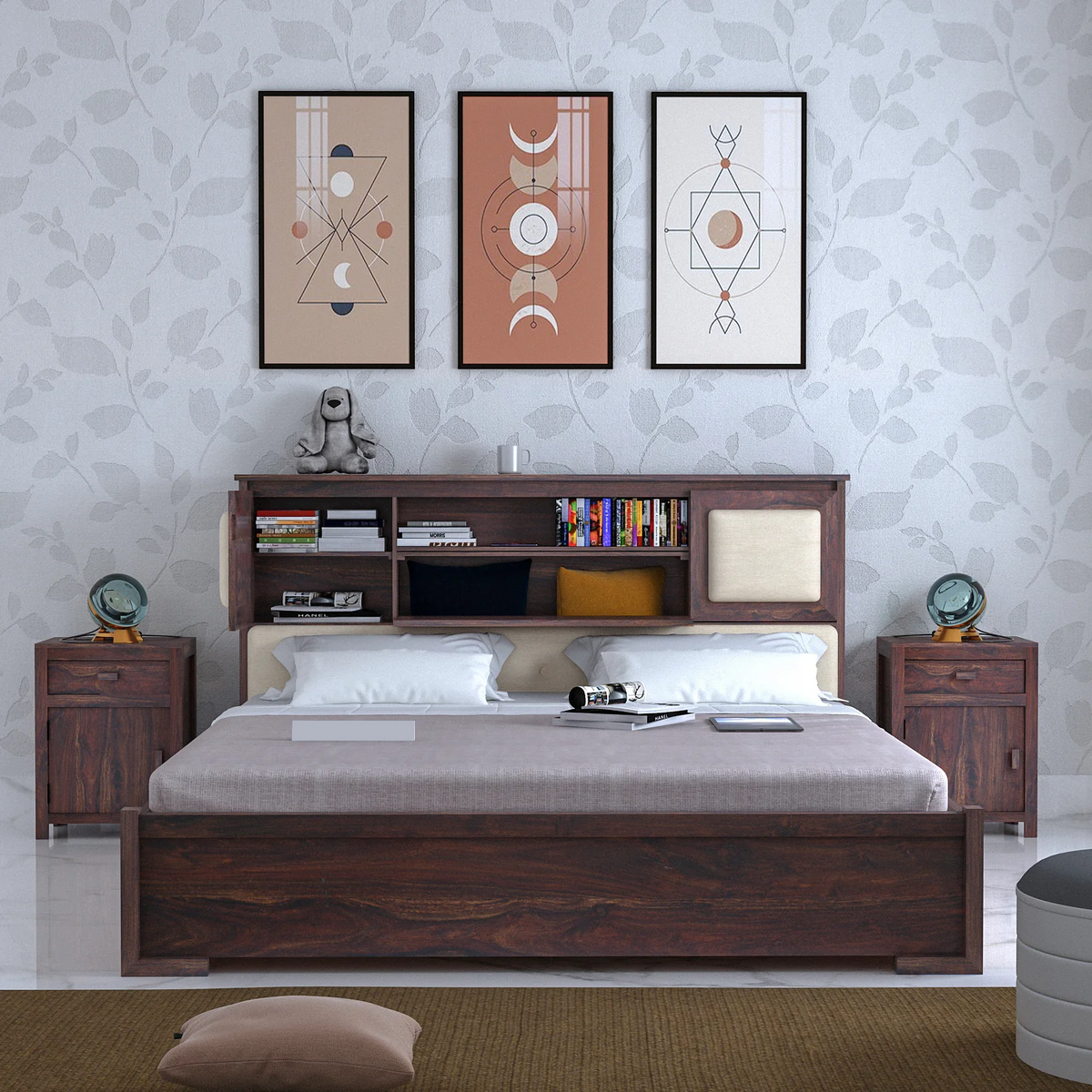 Maharaja Sheesham Bed With Box And Headboard Storage - 3 Years Warranty