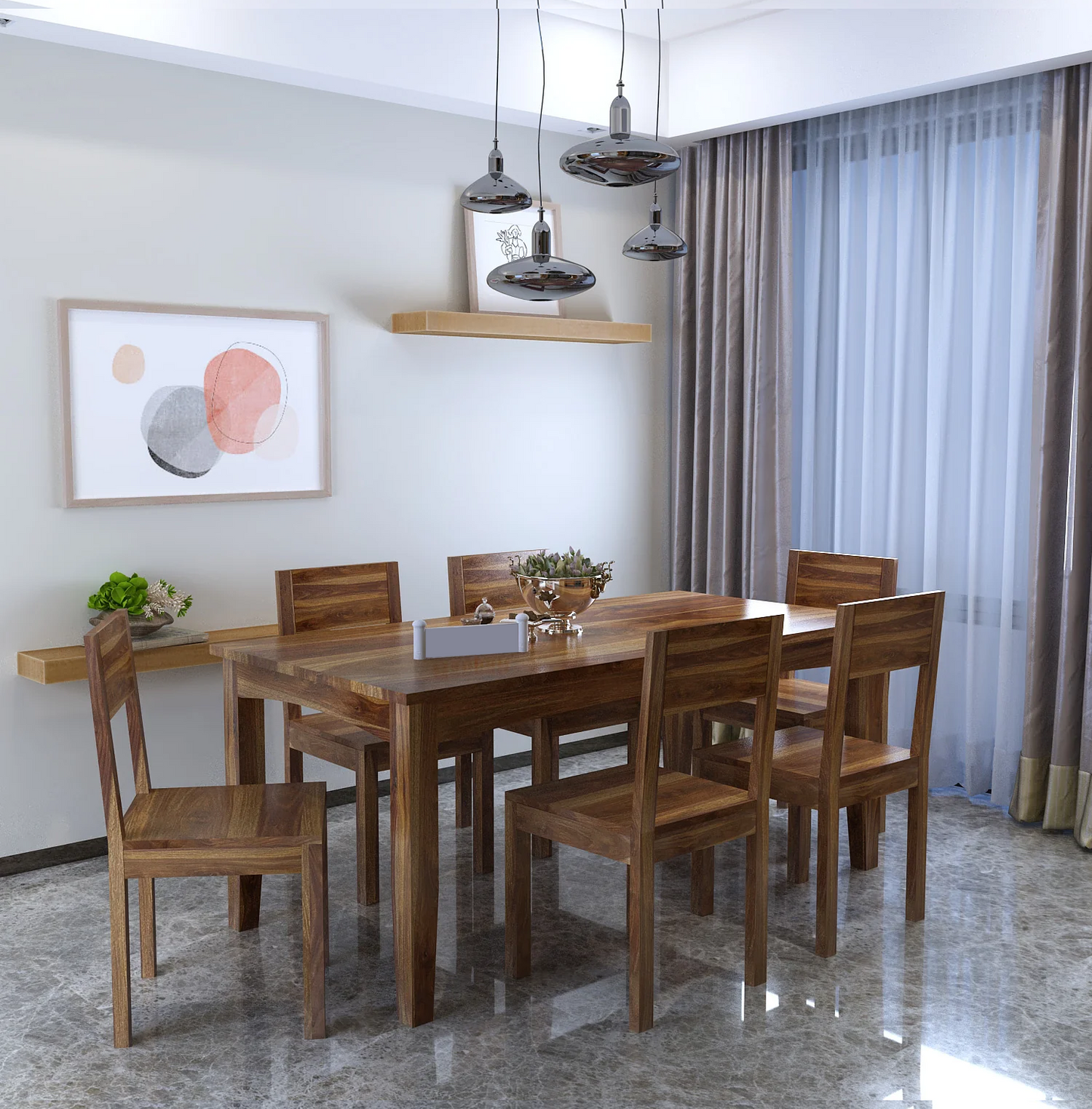 Solvix Sheesham 6 Seater Dining Set - 3 Years Warranty