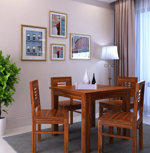 {"alt" => "Merlox Solid Sheesham Wood Square 4 Seater Dining Table Set - 3 Years Warranty"}