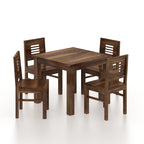 Merlox Solid Sheesham Wood Square 4 Seater Dining Table Set - 3 Years Warranty